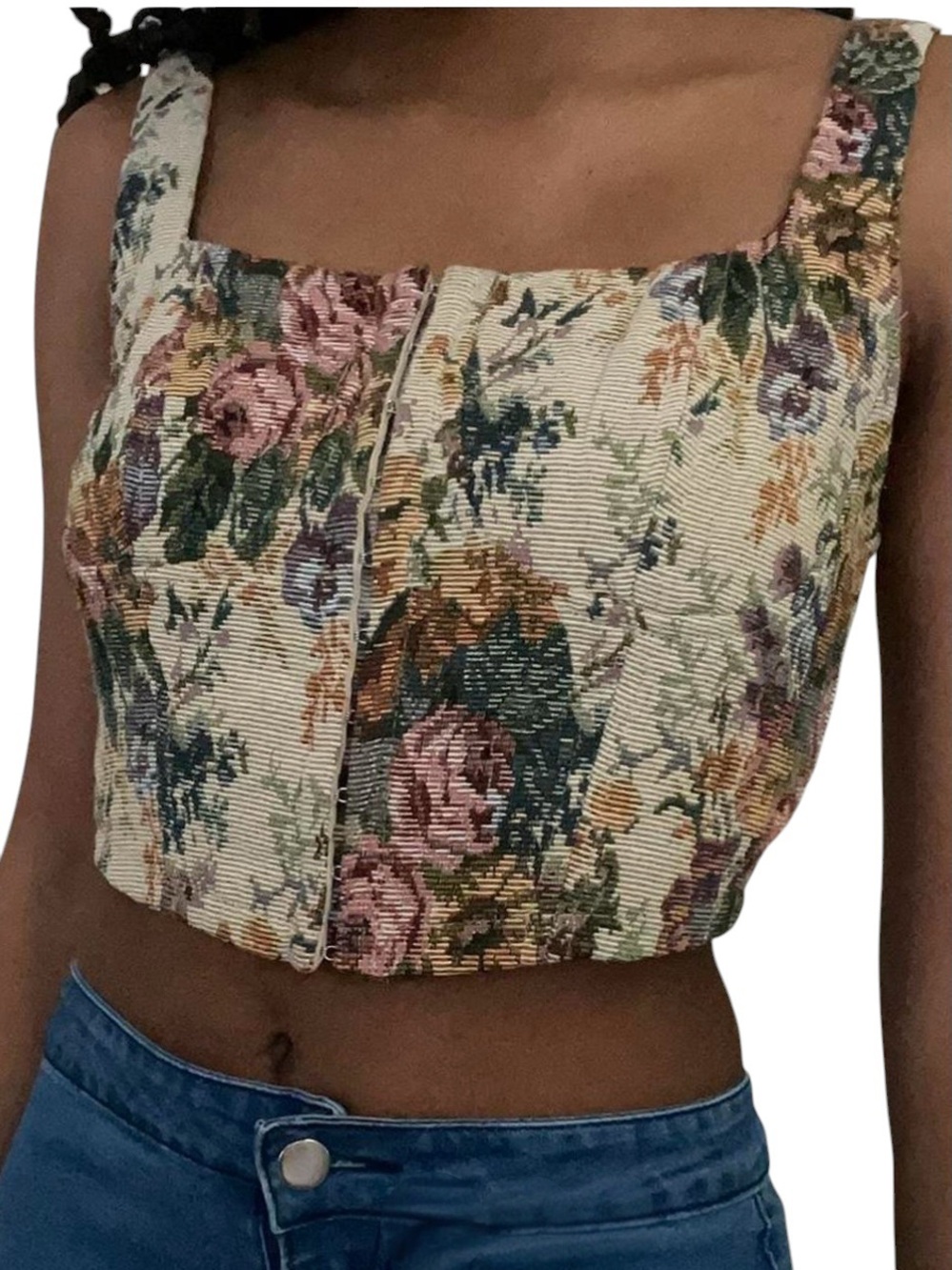 Wild Fable Floral Tapestry Bustier Crop Top Feminine Romantic‎ Women's XS